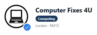 A profile header showing a business name with a blue verified tick badge on the profile picture.